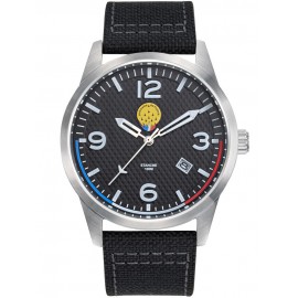 Montre Patrouille de France noir acier bracelet cuir nylon style jean 668508