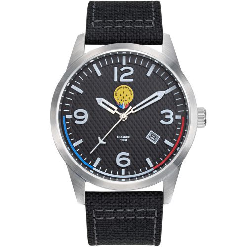 Montre Patrouille de France noir acier bracelet cuir nylon style jean 668508
