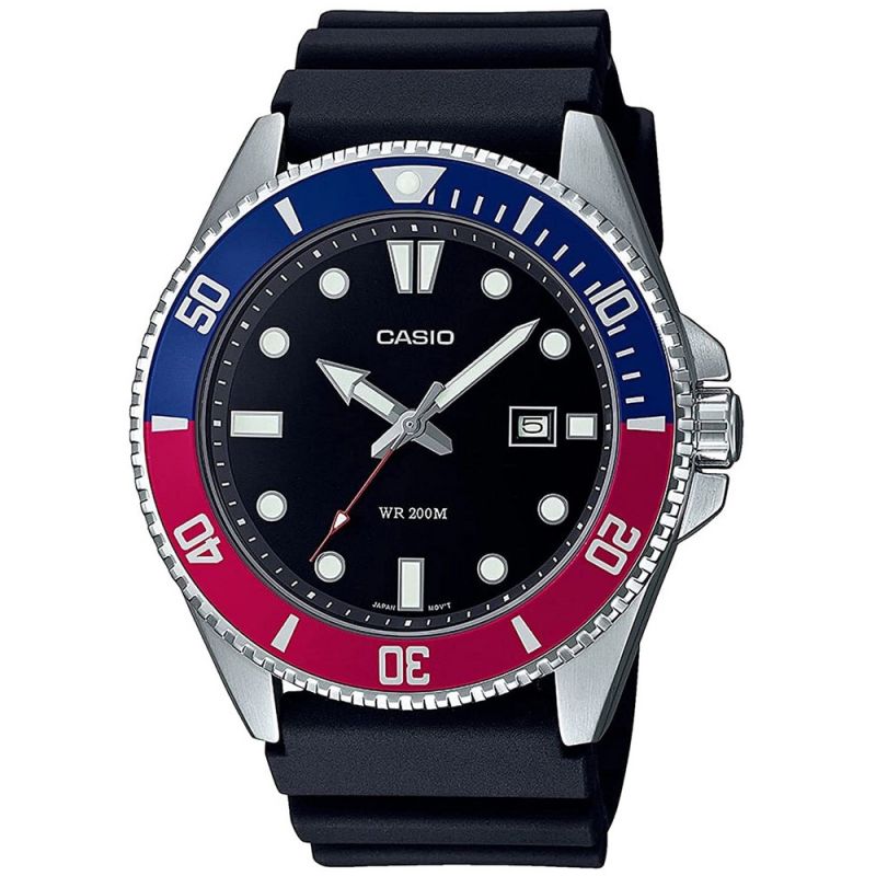 Montre homme sport noire de plongée Casio MDV-107-1A3VEF