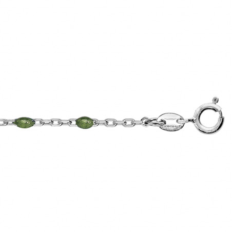 Bracelet argent et résine olives verte