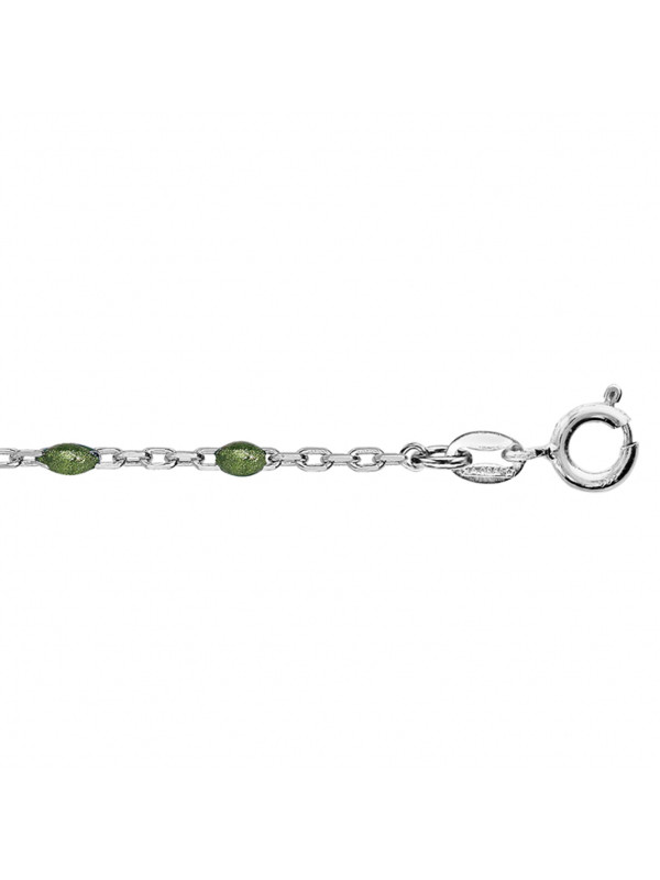 Bracelet argent et résine olives verte
