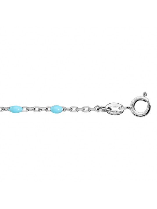 Bracelet argent et résine olives bleu clair