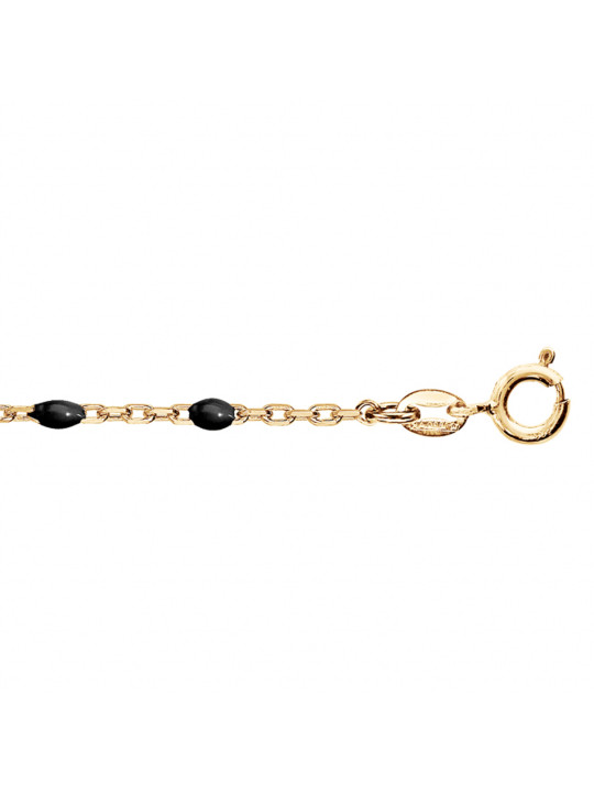 Bracelet argent doré et résine olives noire