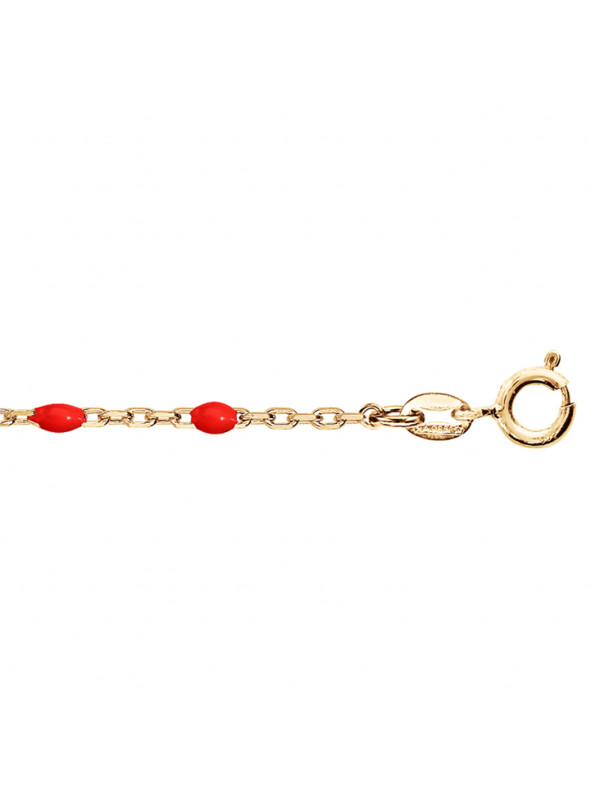 Bracelet argent doré et résine olives rouge