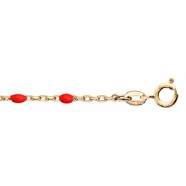 Bracelet argent doré et résine olives rouge