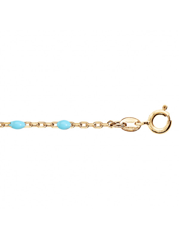 Bracelet argent doré et résine olives bleu clair