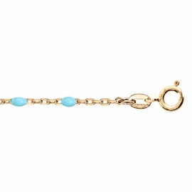 Bracelet argent doré et résine olives bleu clair