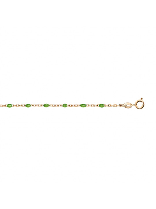 Bracelet argent doré et résine olives verte