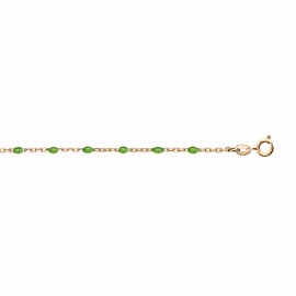 Bracelet argent doré et résine olives verte