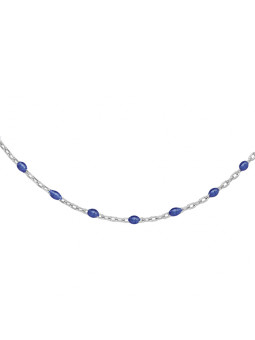 Collier argent et résine olives bleu foncé