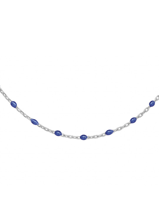 Collier argent et résine olives bleu foncé