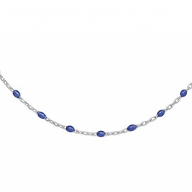 Collier argent et résine olives bleu foncé