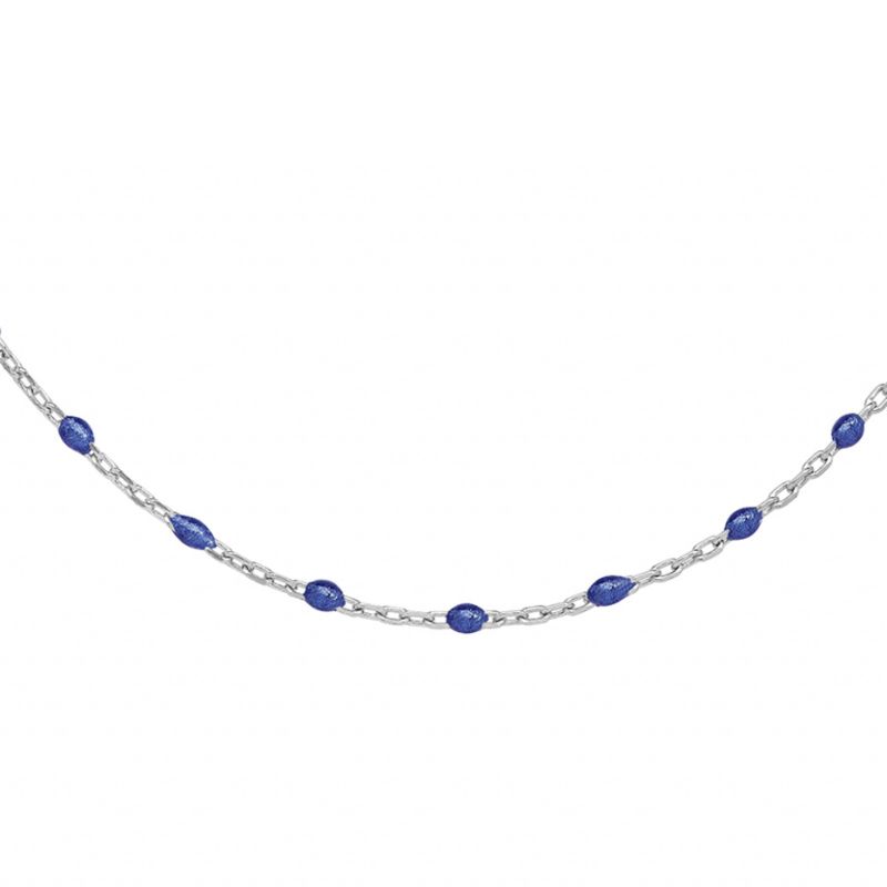Collier argent et résine olives bleu foncé
