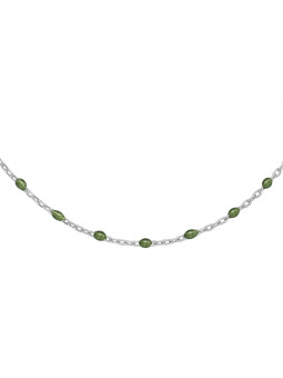 Collier argent et résine olives verte