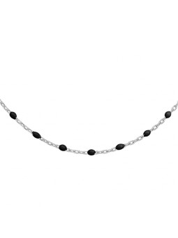 Collier argent et résine olives noire