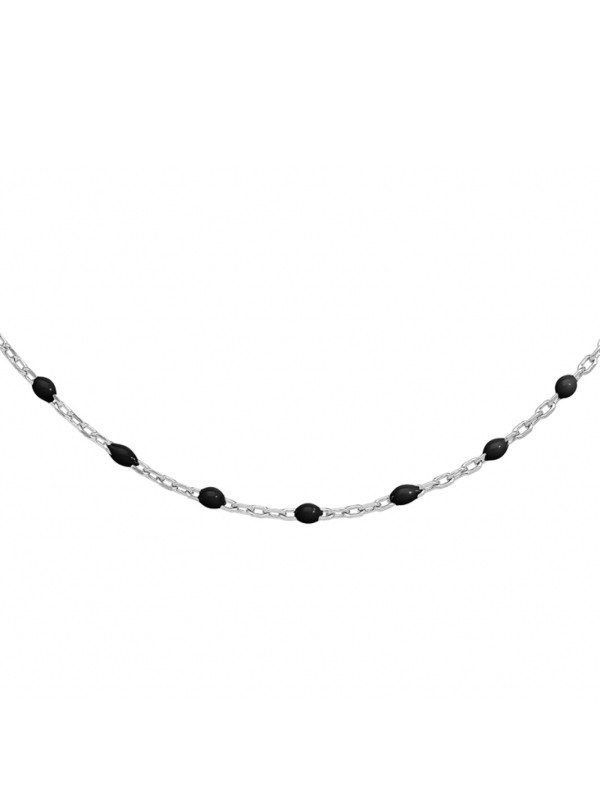 Collier argent et résine olives noire
