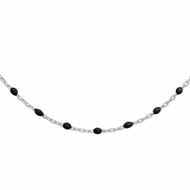 Collier argent et résine olives noire