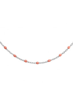 Collier argent et résine olives rose