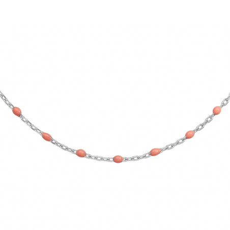Collier argent et résine olives rose
