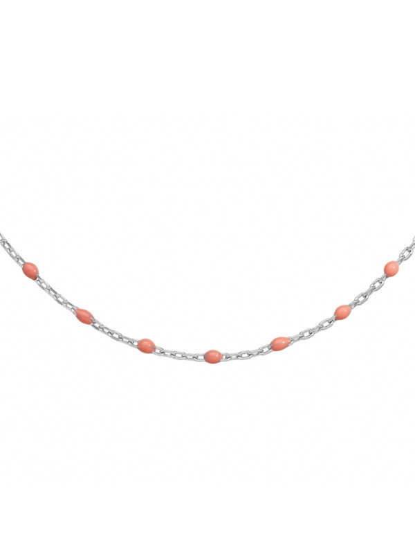 Collier argent et résine olives rose