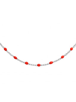 Collier argent et résine olives rouge