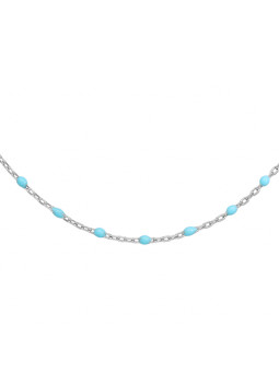 Collier argent et résine olives bleu clair