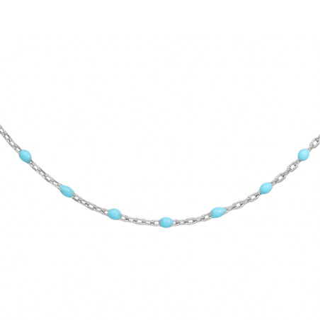 Collier argent et résine olives bleu clair