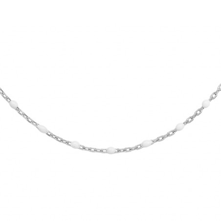 Collier argent et résine olives blanche