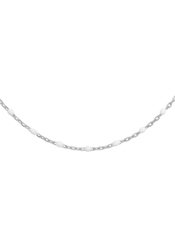 Collier argent et résine olives blanche