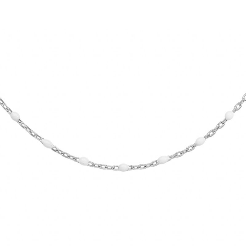 Collier argent et résine olives blanche