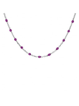 Collier argent et résine olives violet transparent