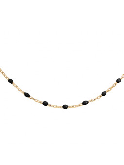 Collier argent doré et résine olives noire