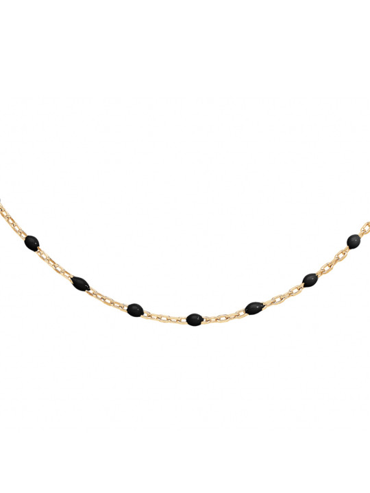 Collier argent doré et résine olives noire