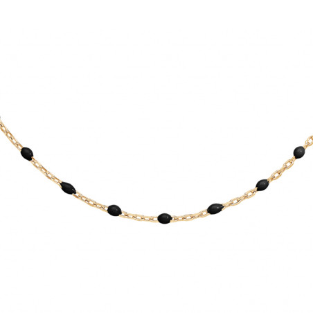 Collier argent doré et résine olives noire