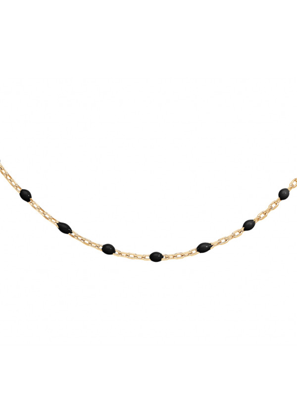 Collier argent doré et résine olives noire