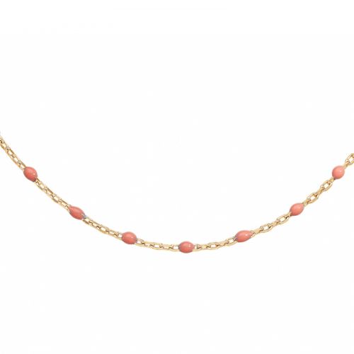 Collier argent doré et résine olives rose