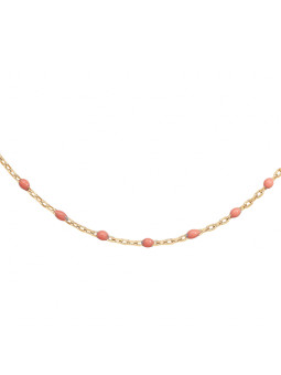 Collier argent doré et résine olives rose