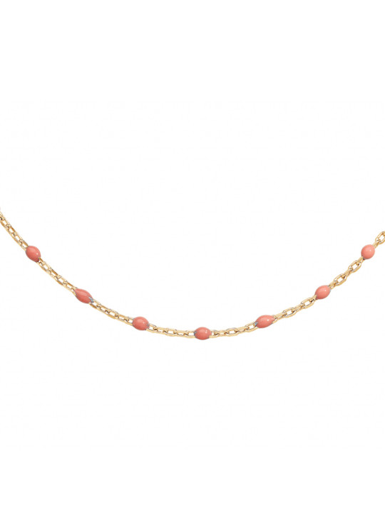 Collier argent doré et résine olives rose