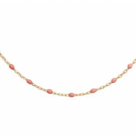 Collier argent doré et résine olives rose