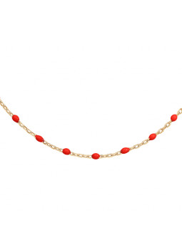 Collier argent doré et résine olives rouge