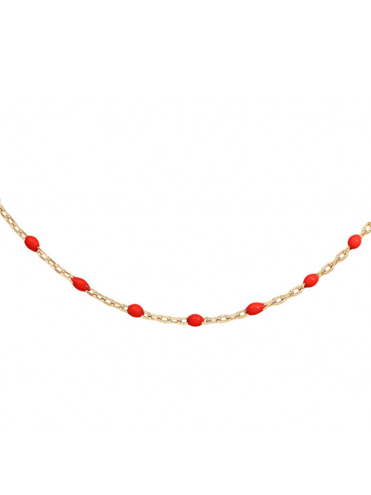 Collier argent doré et résine olives rouge