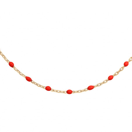 Collier argent doré et résine olives rouge