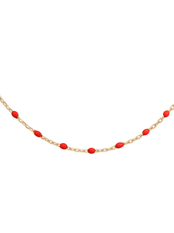 Collier argent doré et résine olives rouge