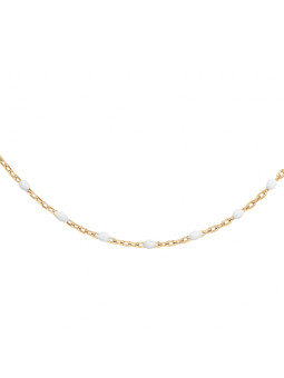 Collier argent doré et résine olives blanche