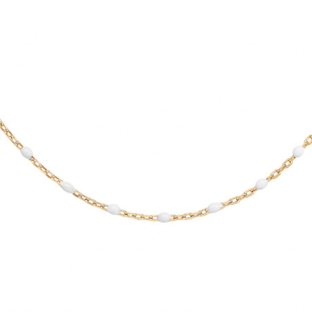 Collier argent doré et résine olives blanche