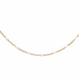 Collier argent doré et résine olives blanche