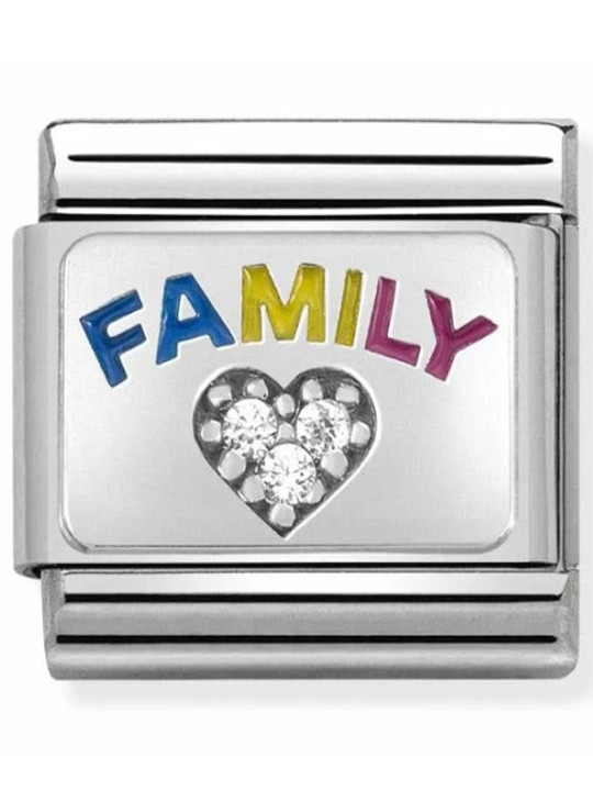 Maillon Nomination classic Love Family Gravure avec Pierres en Argent
