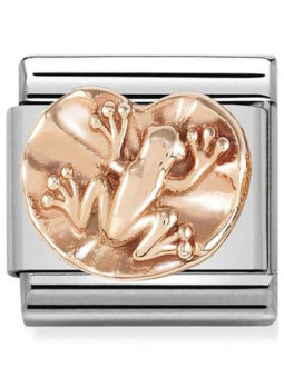 Maillon Nomination classic grenouille et nénuphar Or rose