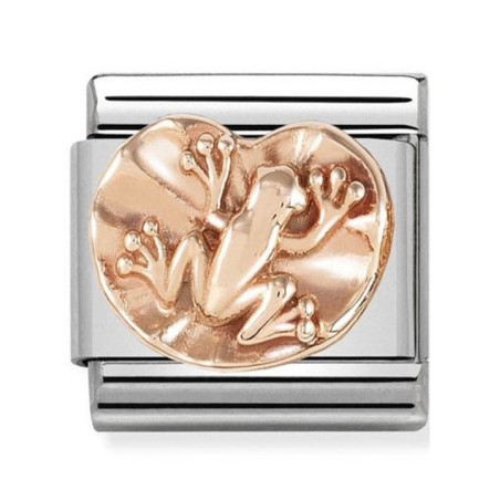 Maillon Nomination classic grenouille et nénuphar Or rose