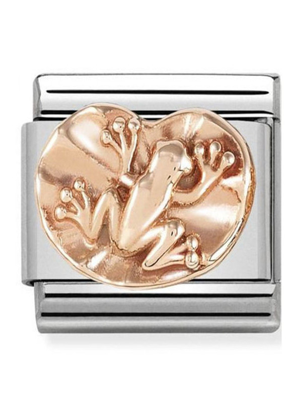 Maillon Nomination classic grenouille et nénuphar Or rose